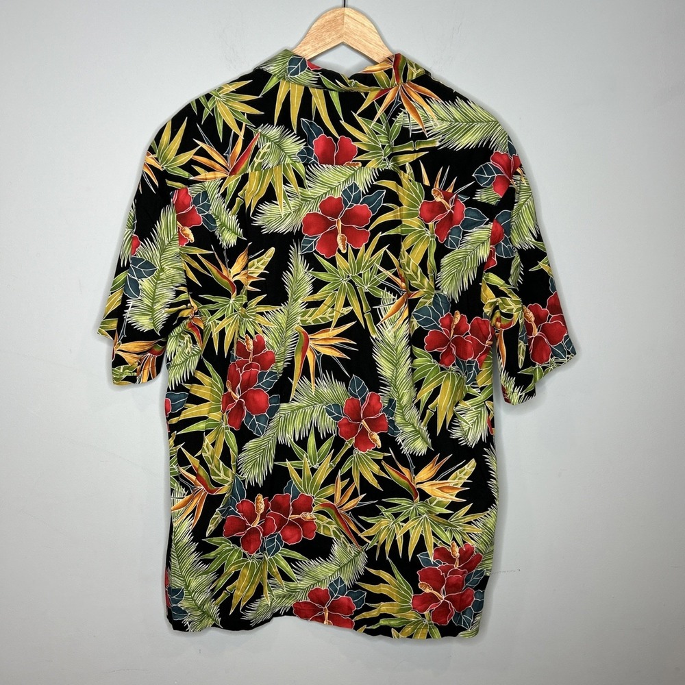 Hilo Hattie Hawaiian Shirt Mens Large Leaf Hibiscus Aloha Made In Hawaii - Picture 5 of 7